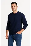 Erkek Üç İplik Düz Bisiklet Yaka Sweatshirt - Lacivert