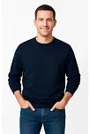 Erkek Üç İplik Düz Bisiklet Yaka Sweatshirt - Lacivert