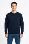 Erkek Üç İplik Düz Bisiklet Yaka Sweatshirt - Lacivert