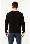 Erkek Üç İplik Düz Bisiklet Yaka Sweatshirt - Siyah