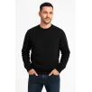 Erkek Üç İplik Düz Bisiklet Yaka SweatShirt - Siyah