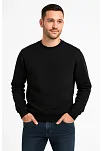 Erkek Üç İplik Düz Bisiklet Yaka Sweatshirt - Siyah