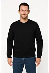 Erkek Üç İplik Düz Bisiklet Yaka Sweatshirt - Siyah