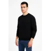 Erkek Üç İplik Düz Bisiklet Yaka SweatShirt - Siyah