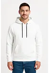 Erkek Üç İplik Kapüşonlu Kanguru Cepli Sweatshirt Hoodie - Beyaz