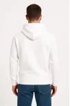 Erkek Üç İplik Kapüşonlu Kanguru Cepli Sweatshirt Hoodie - Beyaz