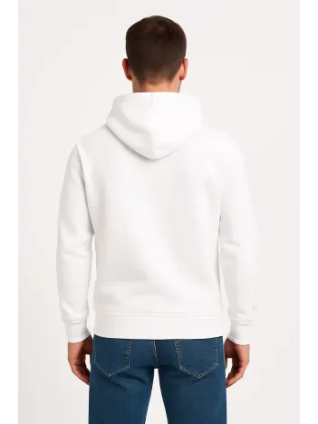 Erkek Üç İplik Kapüşonlu Kanguru Cepli SweatShirt hoodie - Beyaz Erkek Üç İplik Kapüşonlu Kanguru Cepli SweatShirt hoodie - Beyaz