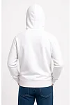 Erkek Üç İplik Kapüşonlu Kanguru Cepli Sweatshirt Hoodie - Beyaz