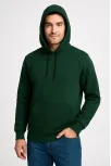 Erkek Üç İplik Kapüşonlu Kanguru Cepli Sweatshirt Hoodie - Haki