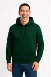 Erkek Üç İplik Kapüşonlu Kanguru Cepli Sweatshirt Hoodie - Haki