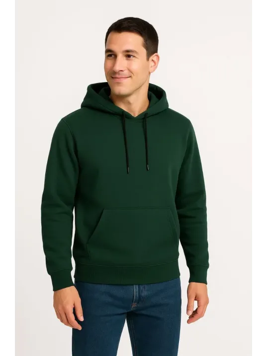 Erkek Üç İplik Kapüşonlu Kanguru Cepli SweatShirt hoodie - Haki Erkek Üç İplik Kapüşonlu Kanguru Cepli SweatShirt hoodie - Haki