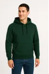 Erkek Üç İplik Kapüşonlu Kanguru Cepli Sweatshirt Hoodie - Haki