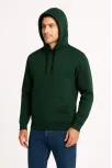 Erkek Üç İplik Kapüşonlu Kanguru Cepli Sweatshirt Hoodie - Haki