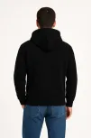 Erkek Üç İplik Kapüşonlu Kanguru Cepli Sweatshirt Hoodie - Siyah