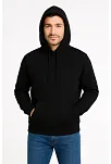 Erkek Üç İplik Kapüşonlu Kanguru Cepli Sweatshirt Hoodie - Siyah