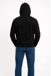 Erkek Üç İplik Kapüşonlu Kanguru Cepli Sweatshirt Hoodie - Siyah