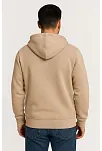 Erkek Üç İplik Kapüşonlu Tam Fermuarlı Kanguru Çepli Sweatshirt Hoodie - Bej