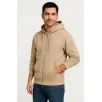 Erkek Üç İplik Kapüşonlu Tam Fermuarlı Kanguru Çepli SweatShirt Hoodie - Bej
