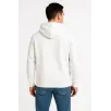 Erkek Üç İplik Kapüşonlu Tam Fermuarlı Kanguru Cepli SweatShirt Hoodie - Beyaz