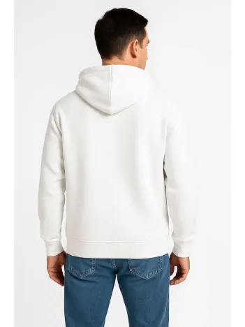 Erkek Üç İplik Kapüşonlu Tam Fermuarlı Kanguru Cepli SweatShirt Hoodie - Beyaz Erkek Üç İplik Kapüşonlu Tam Fermuarlı Kanguru Cepli SweatShirt Hoodie - Beyaz