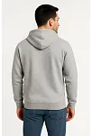 Erkek Üç İplik Kapüşonlu Tam Fermuarlı Kanguru Çepli Sweatshirt Hoodie - Gri