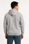 Erkek Üç İplik Kapüşonlu Tam Fermuarlı Kanguru Çepli Sweatshirt Hoodie - Gri