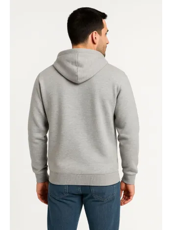 Erkek Üç İplik Kapüşonlu Tam Fermuarlı Kanguru Çepli SweatShirt Hoodie - Gri Erkek Üç İplik Kapüşonlu Tam Fermuarlı Kanguru Çepli SweatShirt Hoodie - Gri