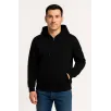 Erkek Üç İplik Kapüşonlu Tam Fermuarlı Kanguru Çepli SweatShirt Hoodie - Siyah