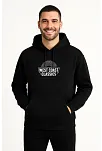 Erkek Kapşonlu Sweatshirt – Oversize Üç İplik Şardonlu Hoodie, “west Coast Classics” Ön & Arka Baskılı, Kanguru Cepli Kışlık Günlük Stil - Siyah