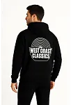 Erkek Kapşonlu Sweatshirt – Oversize Üç İplik Şardonlu Hoodie, “west Coast Classics” Ön & Arka Baskılı, Kanguru Cepli Kışlık Günlük Stil - Siyah