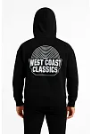 Erkek Kapşonlu Sweatshirt – Oversize Üç İplik Şardonlu Hoodie, “west Coast Classics” Ön & Arka Baskılı, Kanguru Cepli Kışlık Günlük Stil - Siyah