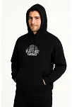 Erkek Kapşonlu Sweatshirt – Oversize Üç İplik Şardonlu Hoodie, “west Coast Classics” Ön & Arka Baskılı, Kanguru Cepli Kışlık Günlük Stil - Siyah