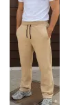 Erkek Üç İplik Kışlık Pamuklu Ovarsize Bağcıklı Düz Paça Cepli Eşofman Altı Spor Rahat Model - Bej