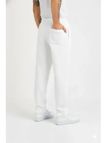 Erkek Üç İplik Kışlık Pamuklu Ovarsize Bağcıklı Düz Paça Cepli Eşofman Altı Spor Rahat Model - Beyaz Erkek Üç İplik Kışlık Pamuklu Ovarsize Bağcıklı Düz Paça Cepli Eşofman Altı Spor Rahat Model - Beyaz