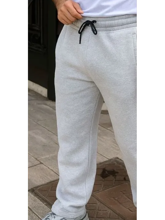 Erkek Üç İplik Kışlık Pamuklu Ovarsize Bağcıklı Düz Paça Cepli Eşofman Altı Spor Rahat Model - Gri Erkek Üç İplik Kışlık Pamuklu Ovarsize Bağcıklı Düz Paça Cepli Eşofman Altı Spor Rahat Model - Gri