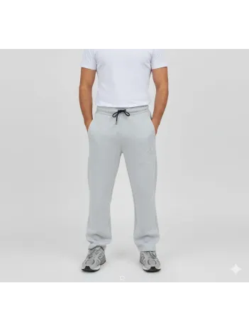 Erkek Üç İplik Kışlık Pamuklu Ovarsize Bağcıklı Düz Paça Cepli Eşofman Altı Spor Rahat Model - Gri