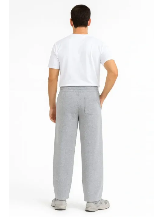 Erkek Üç İplik Kışlık Pamuklu Ovarsize Bağcıklı Düz Paça Cepli Eşofman Altı Spor Rahat Model - Gri Erkek Üç İplik Kışlık Pamuklu Ovarsize Bağcıklı Düz Paça Cepli Eşofman Altı Spor Rahat Model - Gri