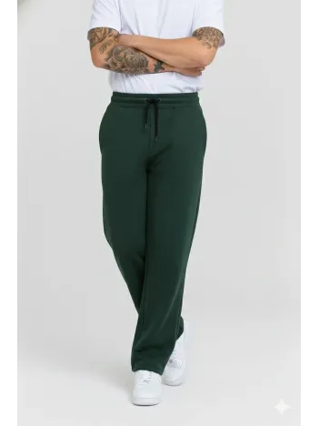 Erkek Üç İplik Kışlık Pamuklu Ovarsize Bağcıklı Düz Paça Cepli Eşofman Altı Spor Rahat Model - Haki