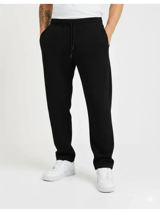 Erkek Üç İplik Kışlık Pamuklu Ovarsize Bağcıklı Düz Paça Cepli Eşofman Altı Spor Rahat Model - Siyah Erkek Üç İplik Kışlık Pamuklu Ovarsize Bağcıklı Düz Paça Cepli Eşofman Altı Spor Rahat Model - Siyah