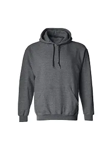 Erkek Uzun Kol Kapşonlu Basic Sweatshirt Hoodie - Füme