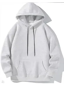 Kadın Uzun Kol Kapşonlu Basic Sweatshirt Hoodie - Gri