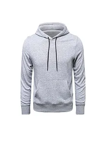 Erkek Uzun Kol Kapşonlu Basic Sweatshirt Hoodie - Gri