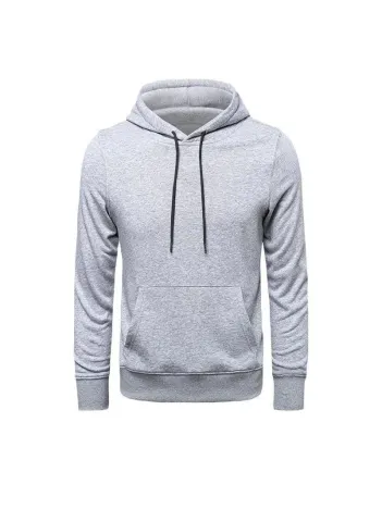 Erkek Uzun Kol Kapşonlu Basic Sweatshirt Hoodie - Gri