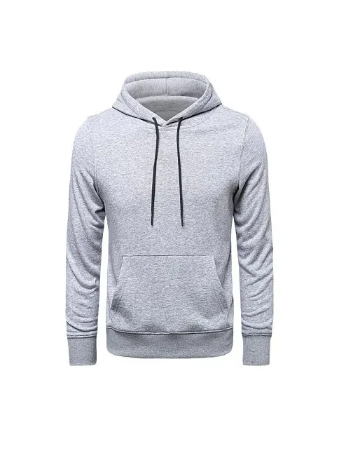 Erkek Uzun Kol Kapşonlu Basic Sweatshirt Hoodie - Gri