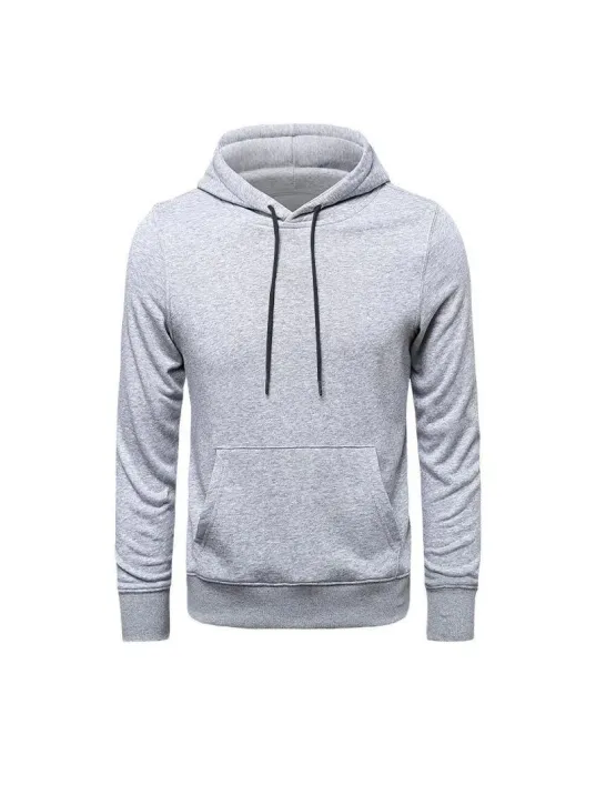 Erkek Uzun Kol Kapşonlu Basic Sweatshirt Hoodie - Gri