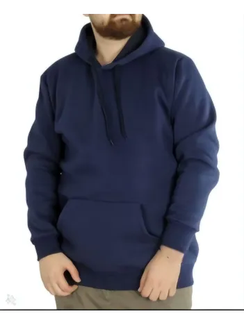 Erkek Uzun Kol Kapşonlu Basic Sweatshirt Hoodie - Lacivert