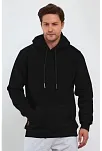 Erkek Uzun Kol Kapşonlu Basic Sweatshirt Hoodie - Siyah