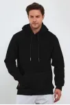 Erkek Uzun Kol Kapşonlu Basic Sweatshirt Hoodie - Siyah