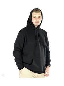 Erkek Uzun Kol Kapşonlu Basic Sweatshirt Hoodie - Siyah