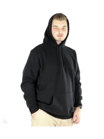 Erkek Uzun Kol Kapşonlu Basic Sweatshirt Hoodie - Siyah